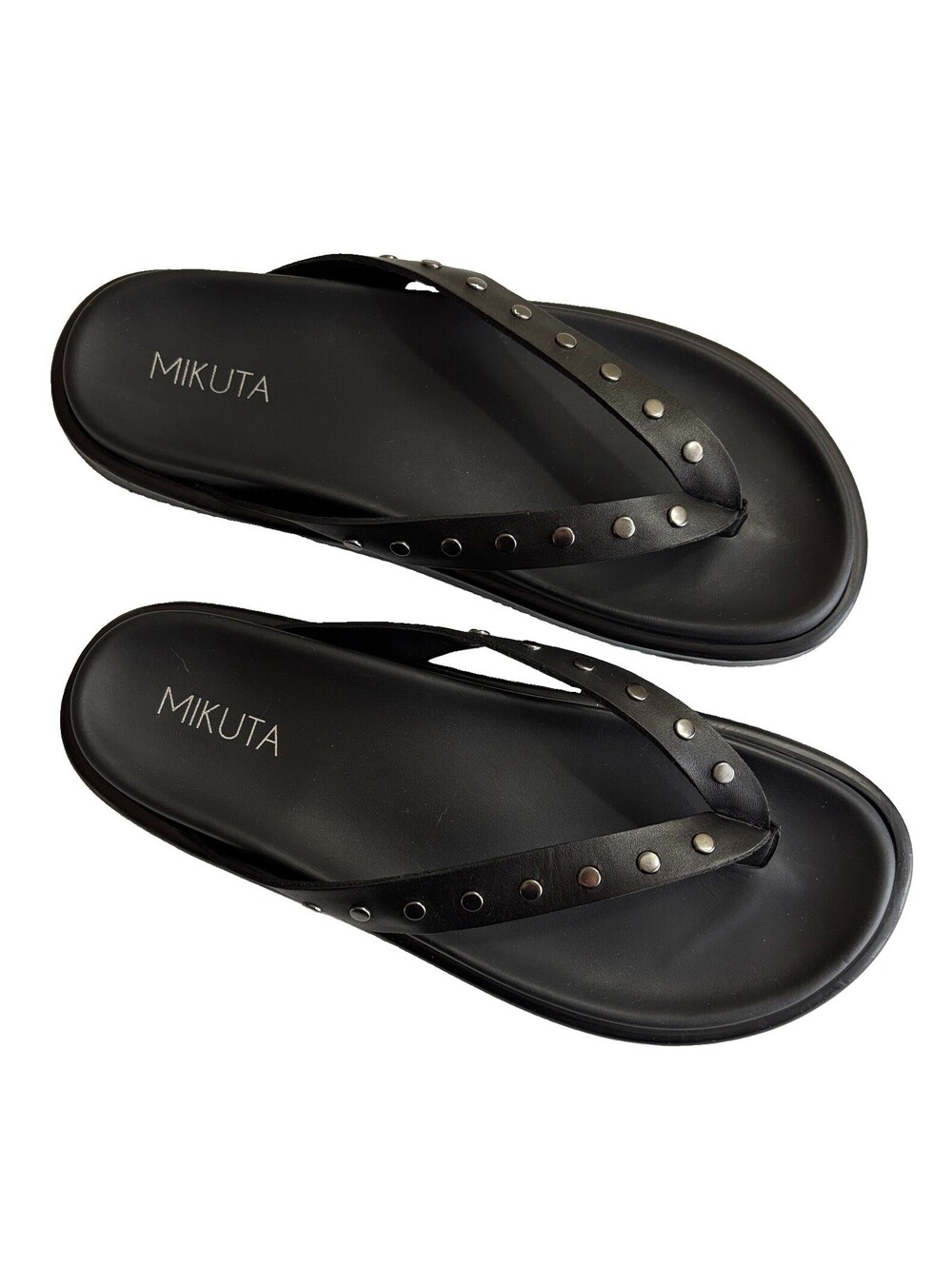 Mikuta Black Studded Leather Sandals Size 39, US 8.5 $289